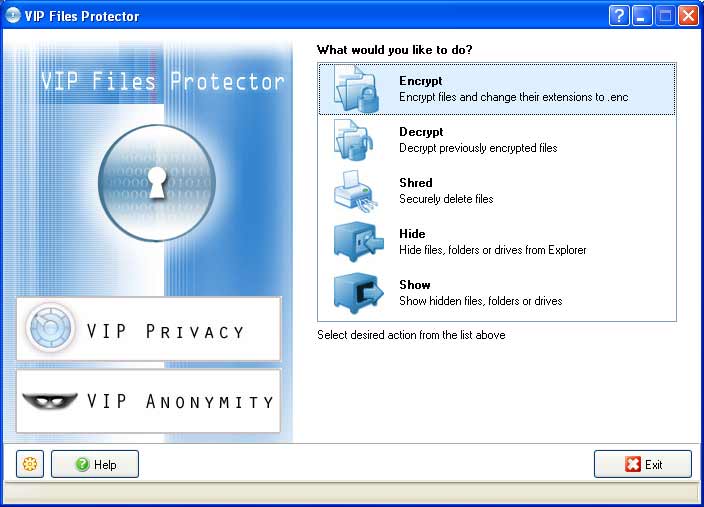 Click to view VIP Files Protector 1.2 screenshot