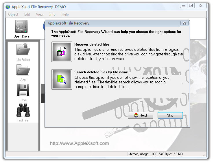 Click to view AppleXsoft Windows File Recovery 3.0 screenshot