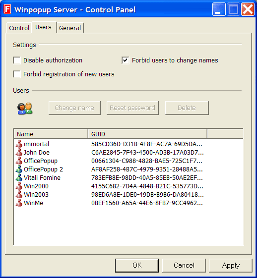 Click to view Winpopup Server 1.3 screenshot