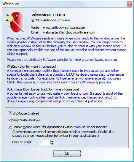 Click to view WizMouse 1.7.0.2 screenshot