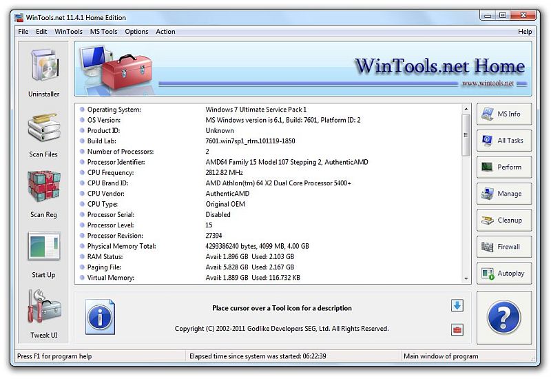 Click to view WinTools.net Home 12.2 screenshot