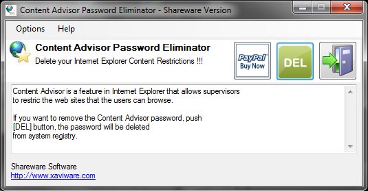Click to view Content Advisor Password Eliminator 1.1.4.1 screenshot