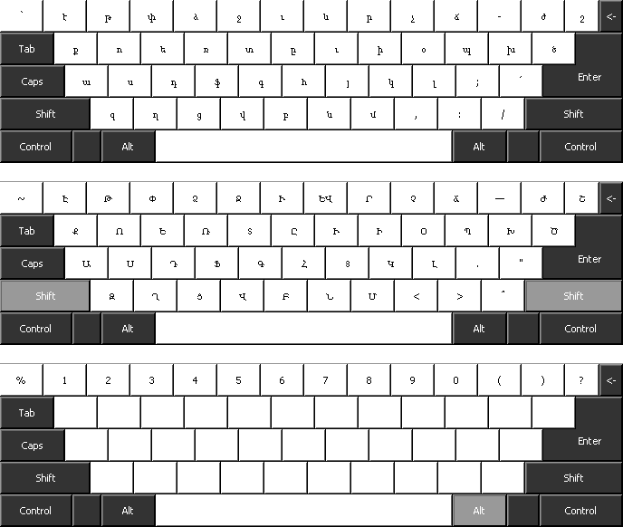 Click to view Armenian Phonetic Keyboard Layout 1.0.3.40 screenshot