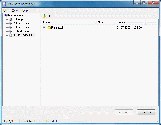 Click to view Max Data Recovery 1.9 screenshot