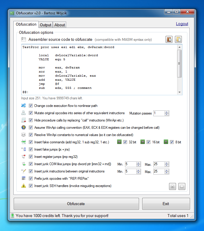 Click to view Obfuscator 2.0 screenshot