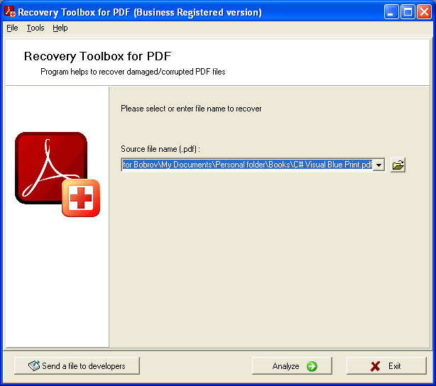 Click to view Recovery Toolbox for PDF 2.2.3 screenshot