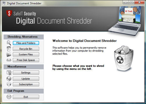Click to view Digital Document Shredder 2011 screenshot