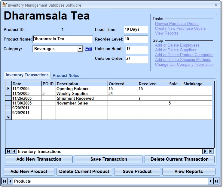 Click to view Inventory Management Database Software 7.0 screenshot