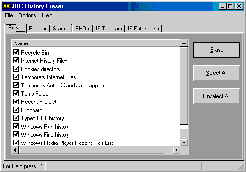 Click to view JOC History Eraser 1.0.1.9 screenshot