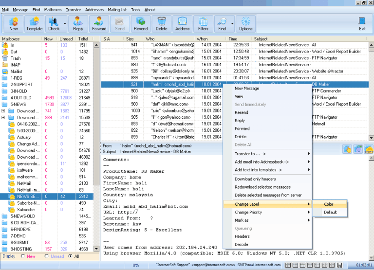 Click to view Mail Commander Deluxe 10.61 screenshot