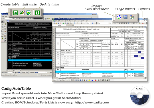 Click to view MicroStation Excel- {Cadig AutoTable 3 } 3.6 screenshot