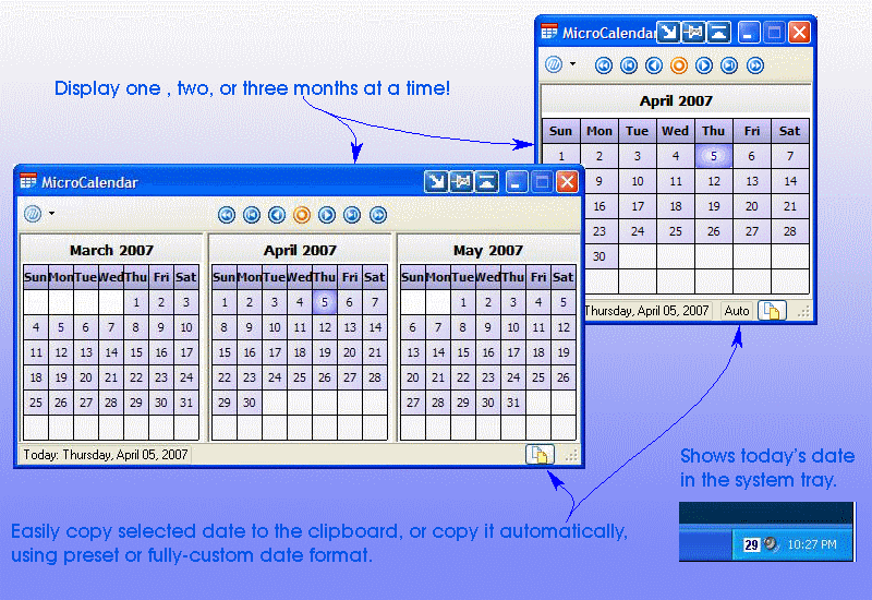 Click to view Tray Calendar - MicroCalendar 2.0 screenshot