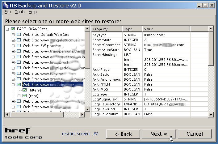 Click to view IIS Backup 2.0.8.5 screenshot
