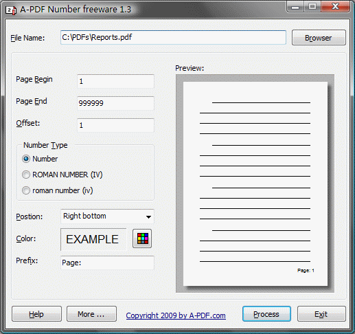 Click to view A-PDF Number 1.3 screenshot