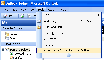 Click to view Attachments Forget Reminder for Outlook 4.0.8 screenshot