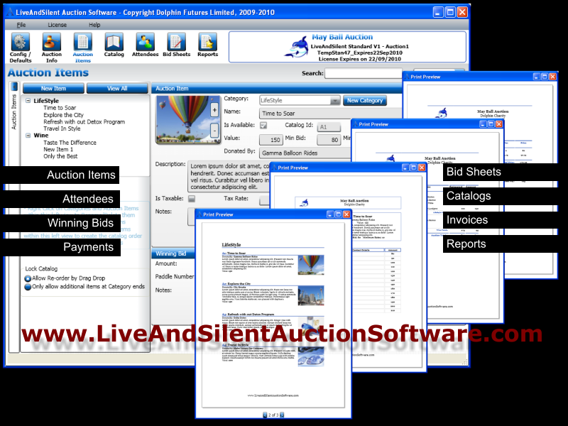 Click to view Live And Silent Auction Software 1.0.5 screenshot