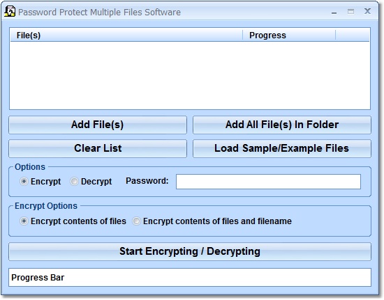 Click to view Password Protect Multiple Files Software 7.0 screenshot
