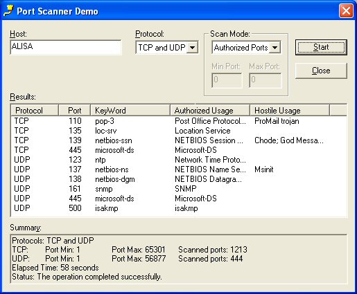 Click to view Port Scanner ActiveX Control 5.0.0.1 screenshot