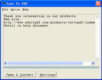 Click to view Text To PDF COM/SDK 2.2 screenshot