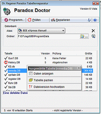 Click to view Paradox Doctor 6.0 screenshot