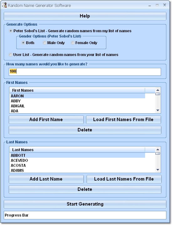 Click to view Random Name Generator Software 7.0 screenshot