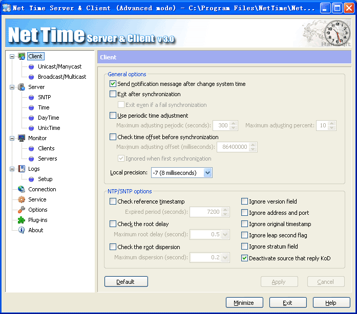 Click to view Net Time Server & Client 3.1.5.2295 screenshot