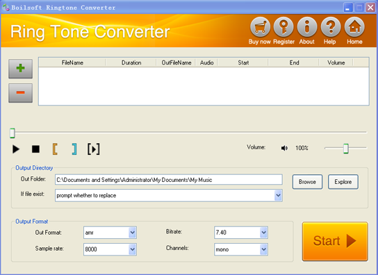Click to view Boilsoft RingTone Converter 1.04.8 screenshot
