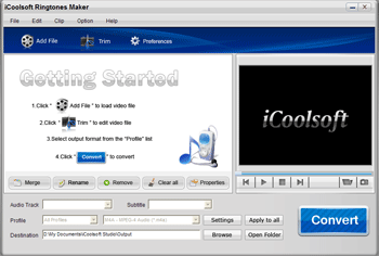 Click to view iCoolsoft Ringtones Maker 3.1.10 screenshot
