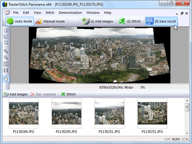 Click to view RasterStitch Panorama 3.51 screenshot