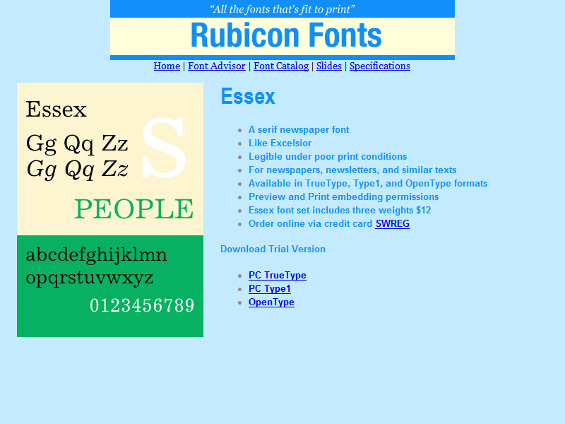 Click to view Essex Font Type1 2.00 screenshot