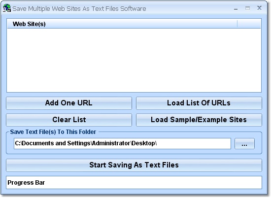 Click to view Save Multiple Web Sites As Text Files Software 7.0 screenshot