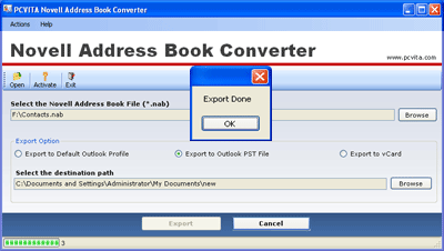 Click to view PCVITA Novell Address Book Converter 2.0 screenshot