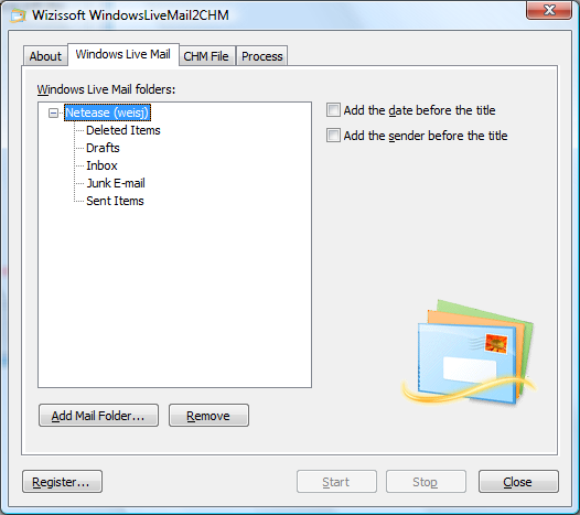 Click to view WindowsLiveMail2CHM 5.0 screenshot