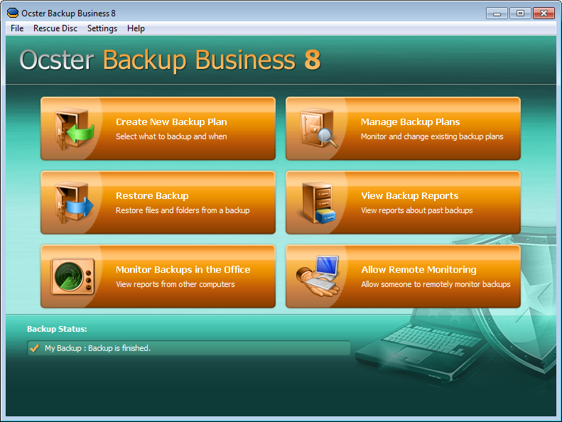 Click to view Ocster Backup Business 8.15 screenshot