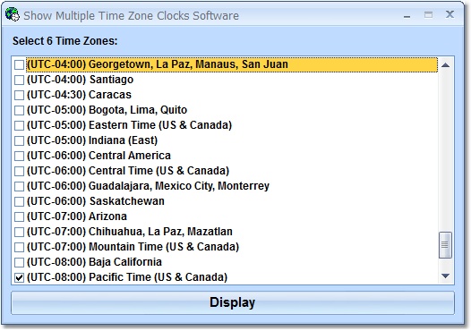 Click to view Show Multiple Time Zone Clocks Software 7.0 screenshot