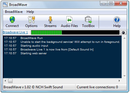 Click to view BroadWave Pro Streaming Audio Server 1.30 screenshot