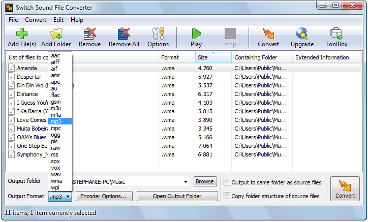 Click to view Switch MP3 File Converter Software 4.27 screenshot