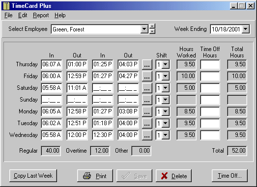 Click to view TimeCard Standard 3.7 screenshot