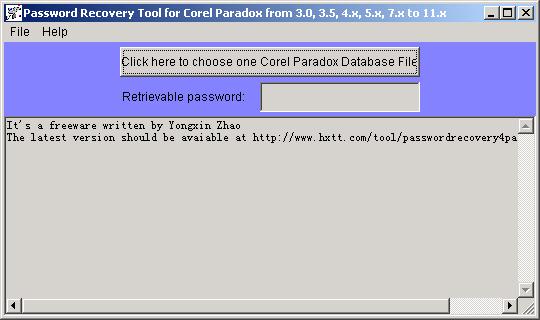 Click to view Password Recovery for Corel Paradox 1.0 screenshot