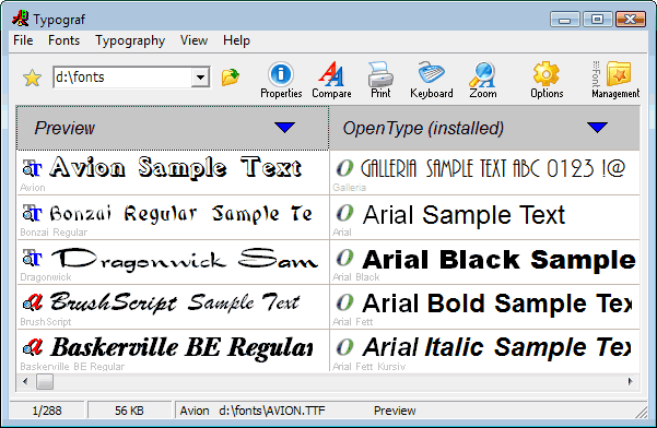 Click to view Typograf font manager 5.1.2 screenshot