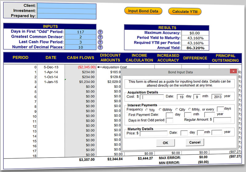 Click to view Bond Yield Calculator 3.0 screenshot