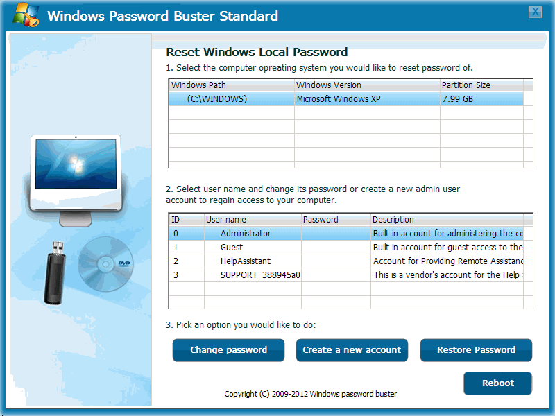 Click to view Windows Password Buster Standard 2.6.0.2 screenshot