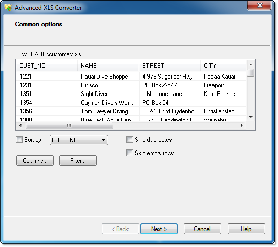 Click to view Advanced XLS Converter 3.55 screenshot